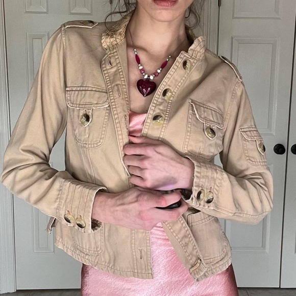 Le Chateau, size Large, Women's Tan Jacket khaki, military, cargo, utility - Picture 1 of 8